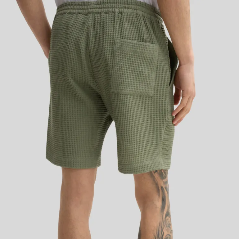 Drawstring Elastic Waist Shorts - Olive