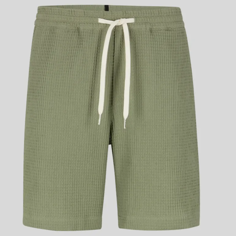 Drawstring Elastic Waist Shorts - Olive