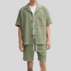Drawstring Elastic Waist Shorts - Olive