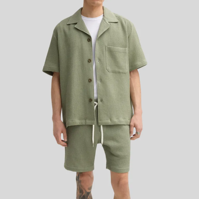 Drawstring Elastic Waist Shorts - Olive