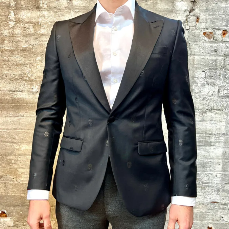Embossed Skulls Peak Tuxedo Jacket