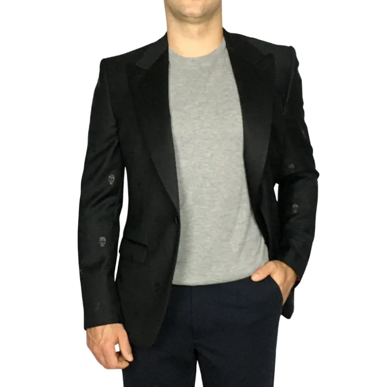 Embossed Skulls Peak Tuxedo Jacket