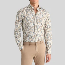 Exotic Floral Print Shirt - Beige