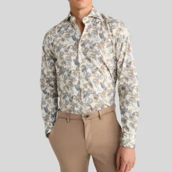 Exotic Floral Print Shirt - Beige