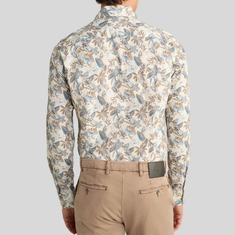 Exotic Floral Print Shirt - Beige