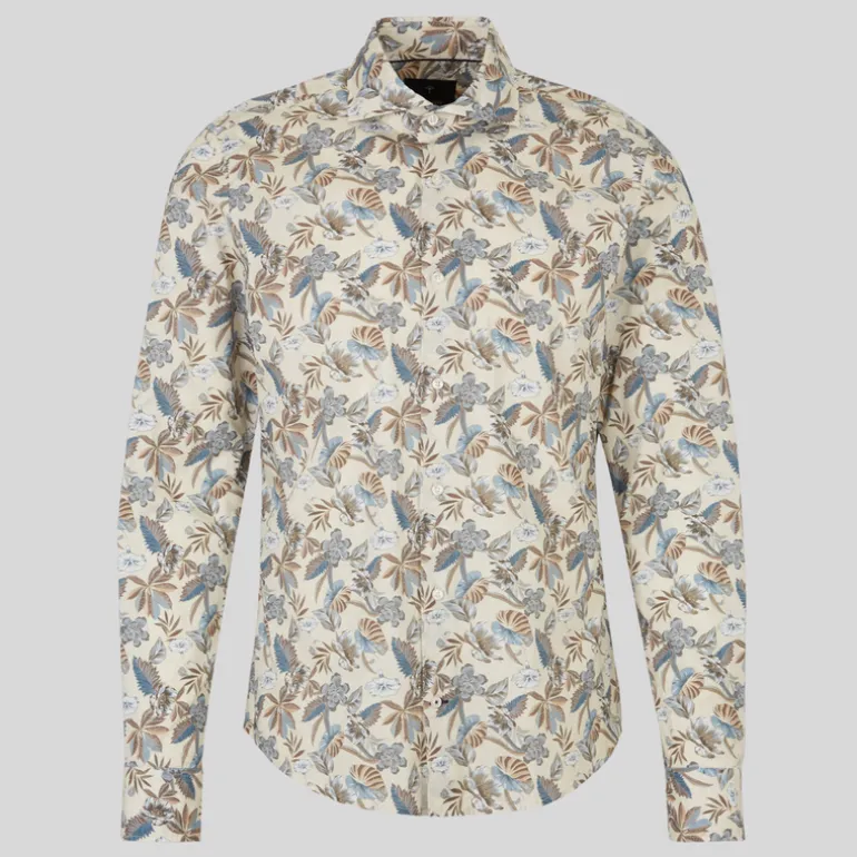 Exotic Floral Print Shirt - Beige