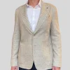 Exploded Birdseye Patch Pocket Peaked Blazer - Taupe