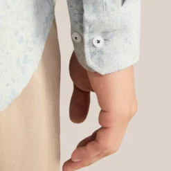 Faded Floral Print Flannel Shirt - Grey