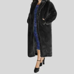 Faux Fur Long Teddy Coat - Black