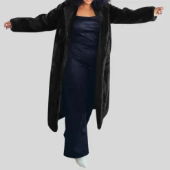 Faux Fur Long Teddy Coat - Black