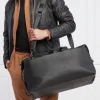 Fine Grain Leather Weekender Bag - Black
