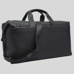 Fine Grain Leather Weekender Bag - Black
