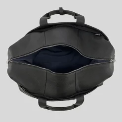Fine Grain Leather Weekender Bag - Black