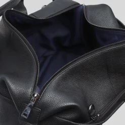 Fine Grain Leather Weekender Bag - Black