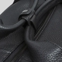 Fine Grain Leather Weekender Bag - Black
