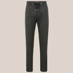 Flannel Drawstring Trousers - Grey