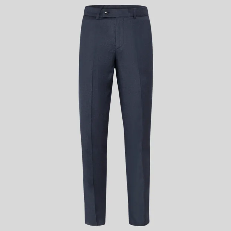 Flannel Stretch Wool Trousers - Navy