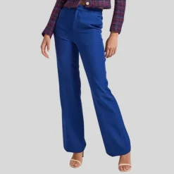 Flared Crepe Pants - Navy