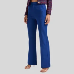 Flared Crepe Pants - Navy