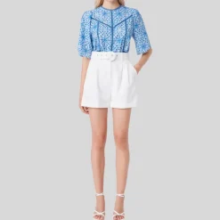 Flared Short with Belt - White
