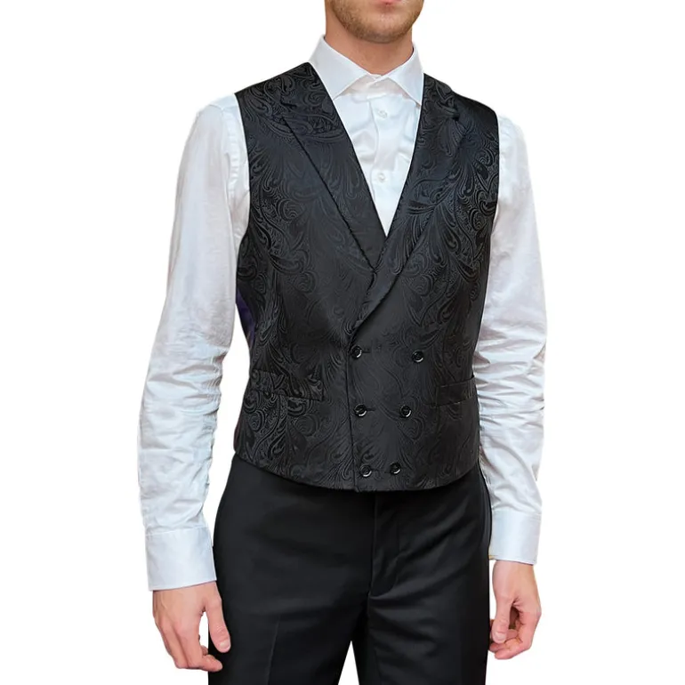 Flowing Floral Jacquard Vest - Charcoal