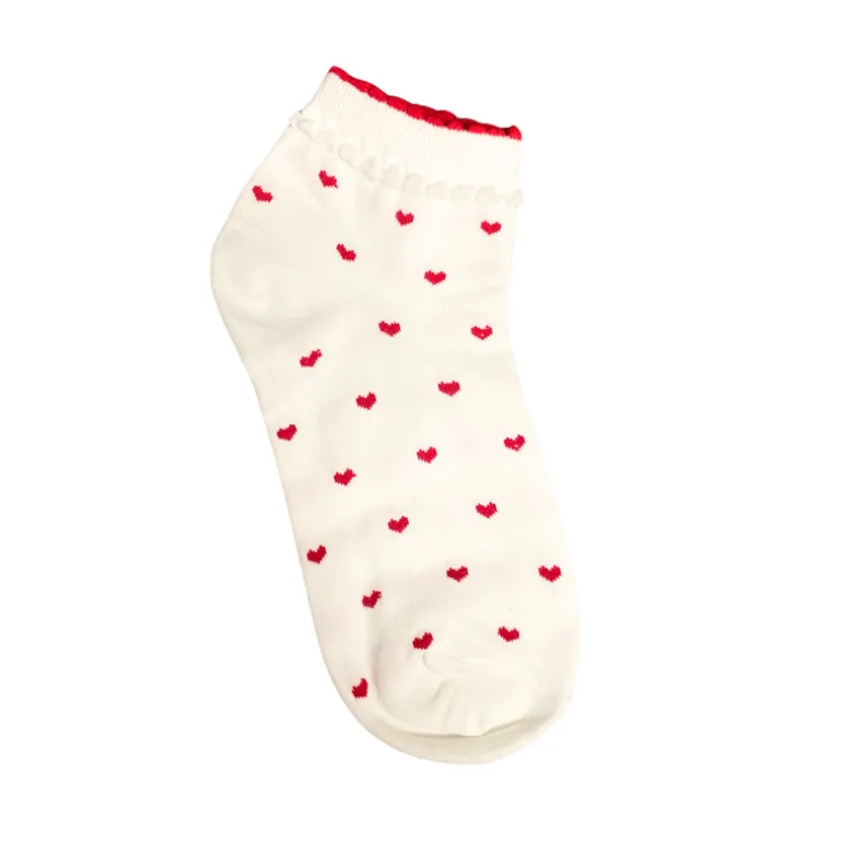 Frill Heart Socks - White
