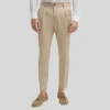 Front Pleat Cotton Linen Pants - Beige