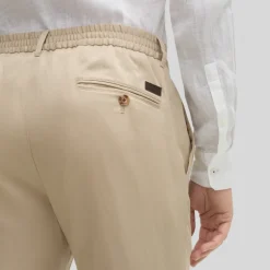Front Pleat Cotton Linen Pants - Beige