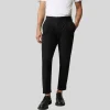 Front Pleated Cuffed Stretch Pants - Black