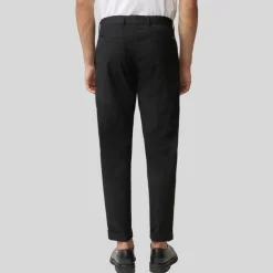 Front Pleated Cuffed Stretch Pants - Black