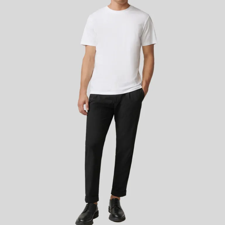 Front Pleated Cuffed Stretch Pants - Black