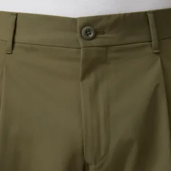 Front Pleated Cuffed Stretch Pants - Olive