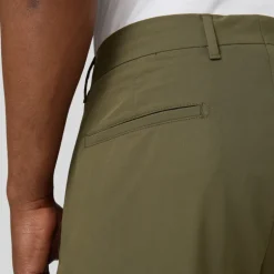 Front Pleated Cuffed Stretch Pants - Olive