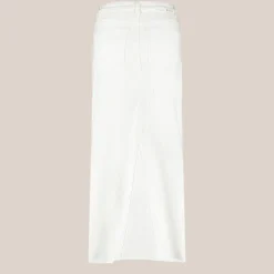 Front Split 5-Pocket Maxi Denim Skirt - White