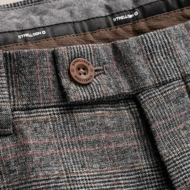 Glen Check Chino Pants - Dark Grey