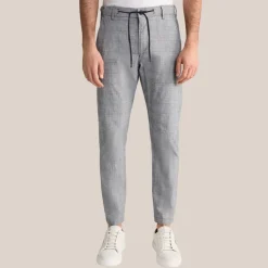Glen Check Drawstring Chinos - Grey