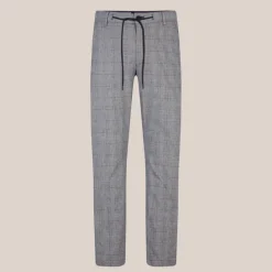 Glen Check Drawstring Chinos - Grey