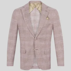 Glen Plaid Woven Blazer - Coral