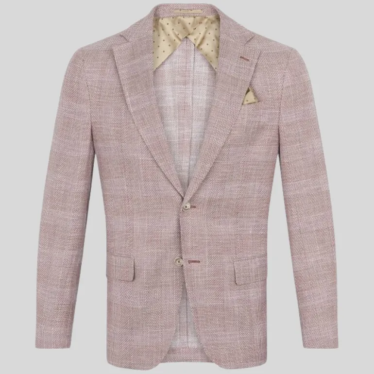 Glen Plaid Woven Blazer - Coral