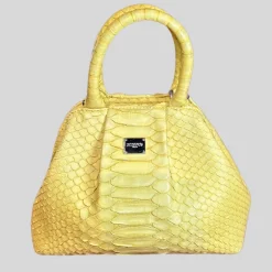 Handbag in Python Leather - Yellow