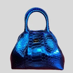Handbag in Python Leather - Navy