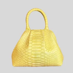 Handbag in Python Leather - Yellow
