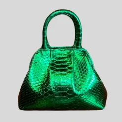 Handbag in Python Leather - Green