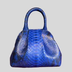 Handbag in Python Leather - Blue