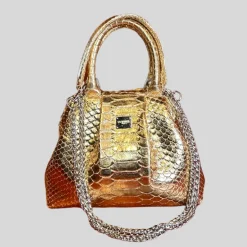 Handbag in Python Leather - Navy