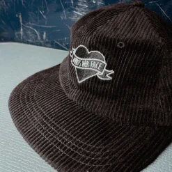 Heart Banner Logo Corduroy Hat - Black