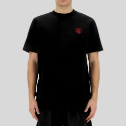 Heart Embroidered Logo Crew T-Shirt - Black