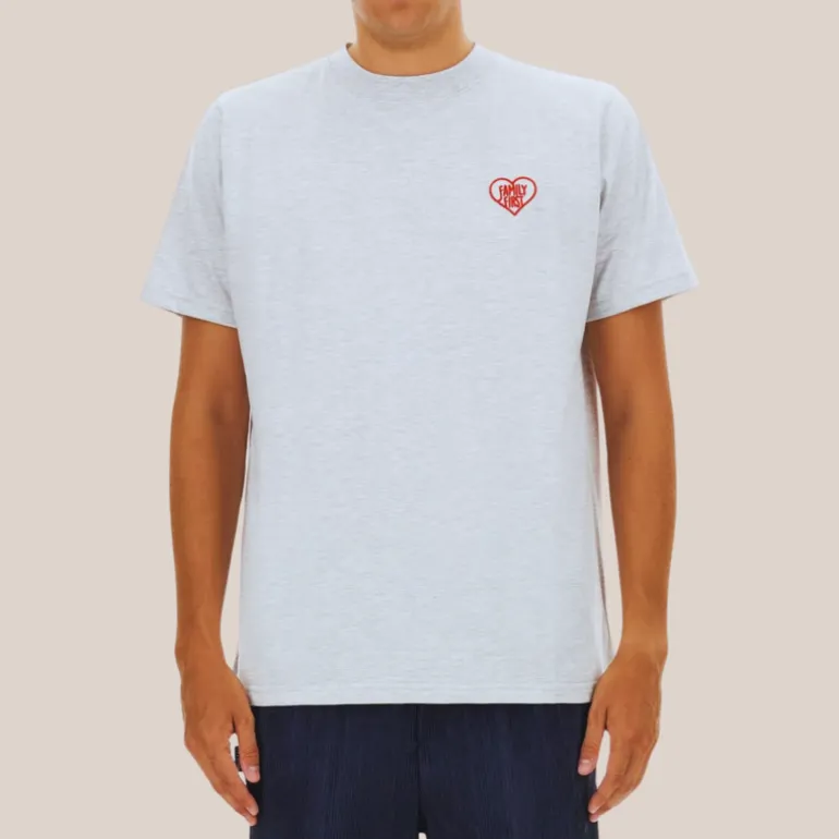Heart Embroidered Logo Crew T-Shirt - White