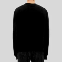 Heart Embroidered Logo Crew Sweatshirt - Black