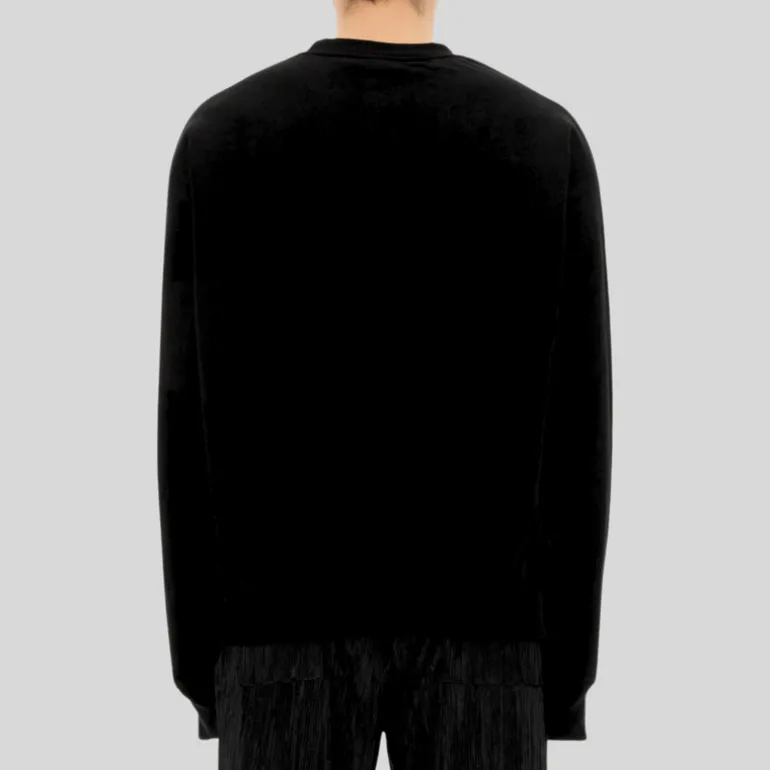 Heart Embroidered Logo Crew Sweatshirt - Black